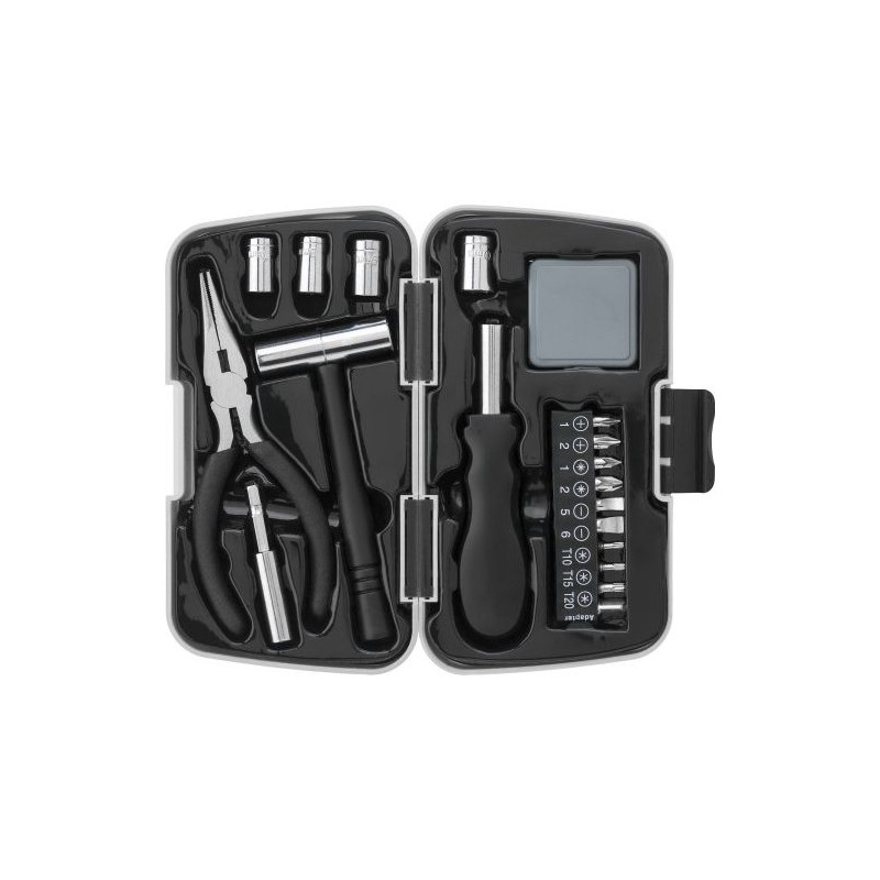 Boîte à outils personnalisable de 19 pièces - Objet publicitaire pratique Blaine Matières : plastique Couleurs : gris clair cade
