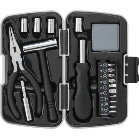 Boîte à outils personnalisable de 19 pièces - Objet publicitaire pratique Blaine Matières : plastique Couleurs : gris clair cade