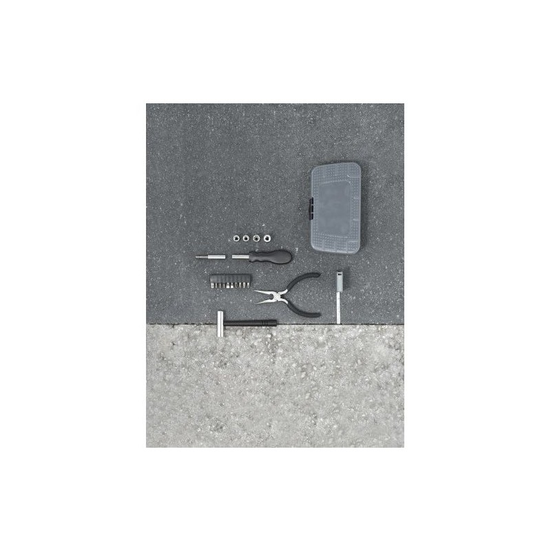 Boîte à outils personnalisable de 19 pièces - Objet publicitaire pratique Blaine Matières : plastique Couleurs : gris clair impr