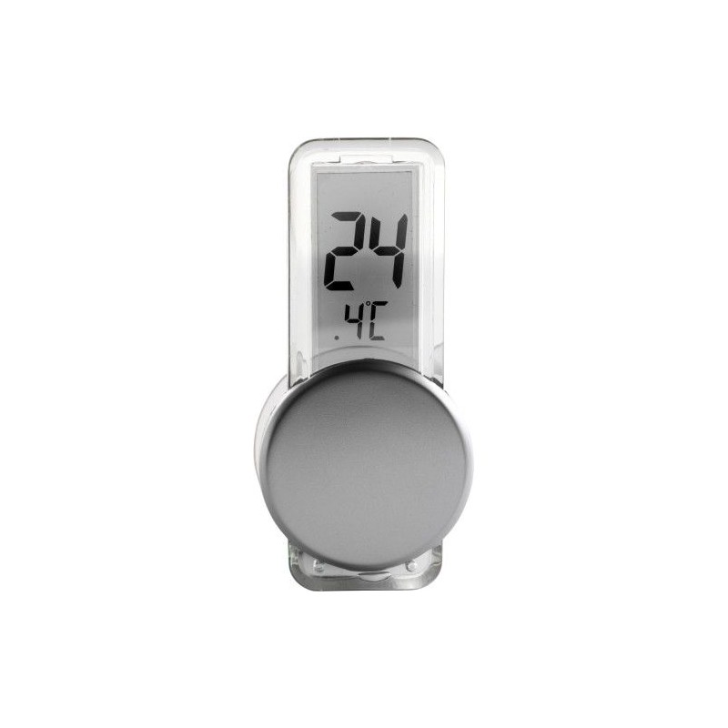 Thermomètre Pratique avec Ventouse Éco-responsable Roxanne Matières : acrylique Couleurs : argenté