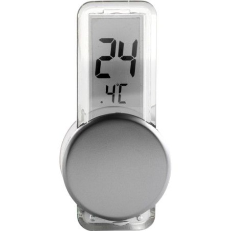 Thermomètre Pratique avec Ventouse Éco-responsable Roxanne Matières : acrylique Couleurs : argenté