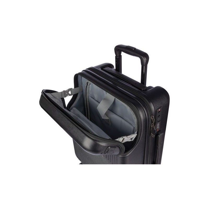 Trolley personnalisé rigide en ABS pas cher Ulf Matières : fer Couleurs : noir personnalisation rapide en France
