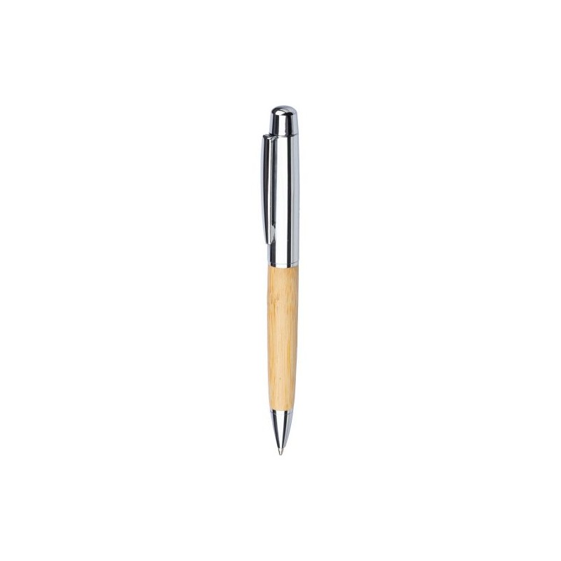 Stylo bille twist  en acier inoxydable et bambou - Anke Matières : aluminium Couleurs : noir objet promotionnel éco-responsable
