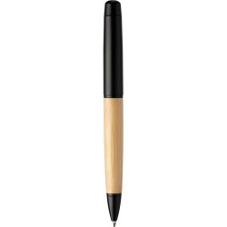Stylo bille twist  en acier inoxydable et bambou - Anke Matières : aluminium Couleurs : noir personnalisation rapide en France