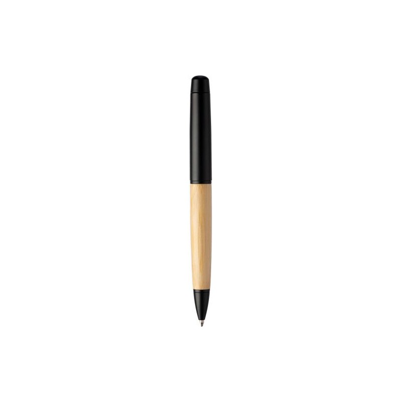 Stylo bille twist  en acier inoxydable et bambou - Anke Matières : aluminium Couleurs : noir personnalisation rapide en France