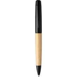 Stylo bille twist  en acier inoxydable et bambou - Anke Matières : aluminium Couleurs : noir goodies entreprise design
