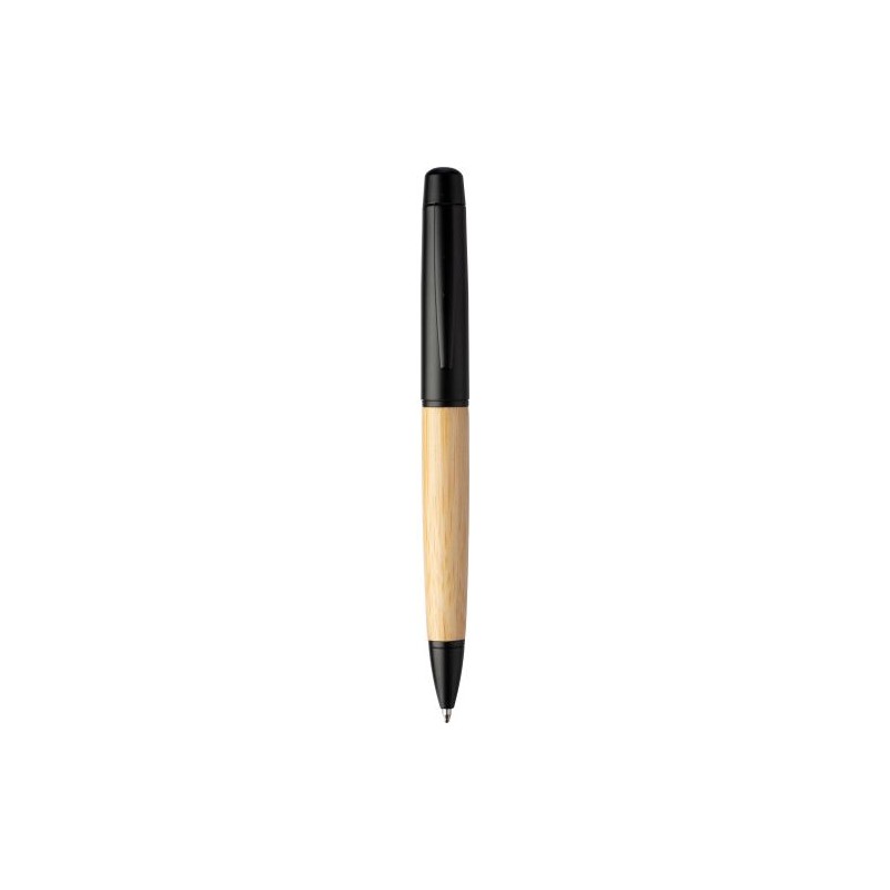 Stylo bille twist  en acier inoxydable et bambou - Anke Matières : aluminium Couleurs : noir goodies entreprise design
