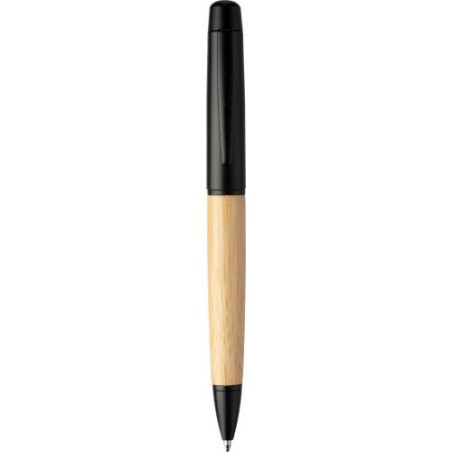 Stylo bille twist  en acier inoxydable et bambou - Anke Matières : aluminium Couleurs : noir goodies entreprise design