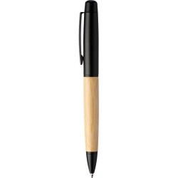 Stylo bille twist  en acier inoxydable et bambou - Anke Matières : aluminium Couleurs : noir goodies personnalisé en stock