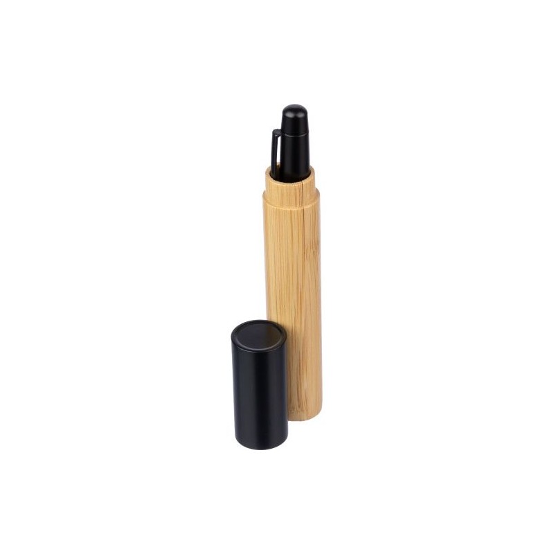 Stylo bille twist  en acier inoxydable et bambou - Anke Matières : aluminium Couleurs : noir objet promo petit budget