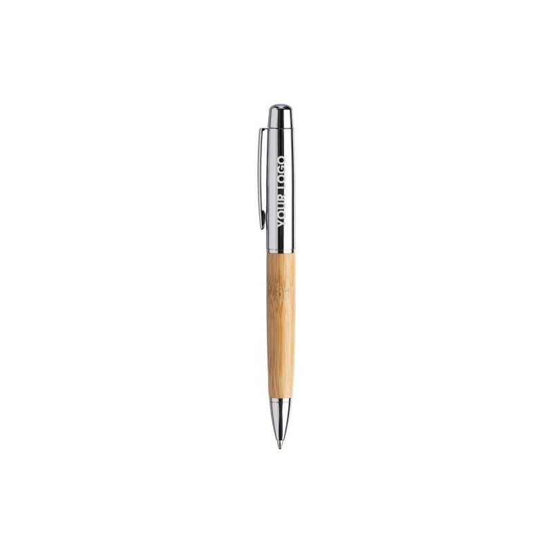 Stylo bille twist  en acier inoxydable et bambou - Anke Matières : aluminium Couleurs : noir marquage laser ultra précis