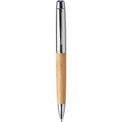 Stylo bille twist  en acier inoxydable et bambou - Anke Matières : aluminium Couleurs : argenté personnalisable avec votre logo
