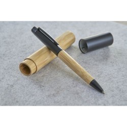 Stylo bille twist  en acier inoxydable et bambou - Anke Matières : aluminium Couleurs : argenté impression haute définition