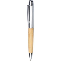 Stylo bille twist  en acier inoxydable et bambou - Anke Matières : aluminium Couleurs : argenté cadeau collaborateur premium