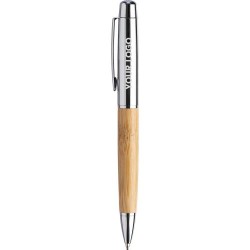 Stylo bille twist  en acier inoxydable et bambou - Anke Matières : aluminium Couleurs : argenté livraison express 24h 48h