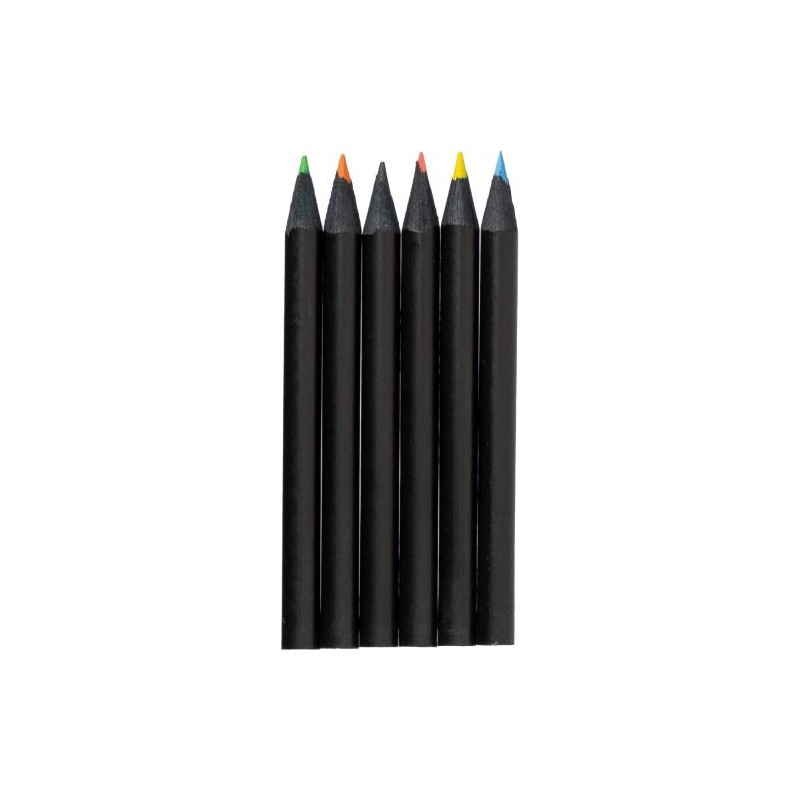 Set de 6 crayons personnalisés Holger pas cher Couleurs : noir impression haute définition