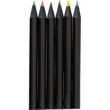 Set de 6 crayons personnalisés Holger pas cher Couleurs : noir impression haute définition