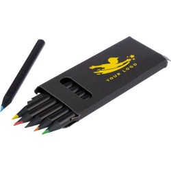 Set de 6 crayons personnalisés Holger pas cher Couleurs : noir marquage laser ultra précis