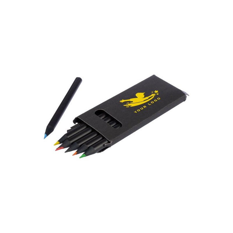 Set de 6 crayons personnalisés Holger pas cher Couleurs : noir marquage laser ultra précis