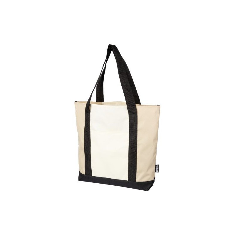 Sac shopping  en rPET personnalisé - Carl Matières : polyester Couleurs : beige personnalisable avec votre logo