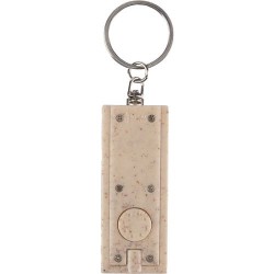 Porte-clés torche LED  en paille de blé Günter Matières : acier inoxydable Couleurs : brun 2