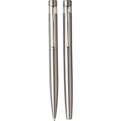Parure Éco-responsable de Stylo Bille et Roller - Cadeau d'Entreprise Fritz Matières : acier inoxydable Couleurs : argenté