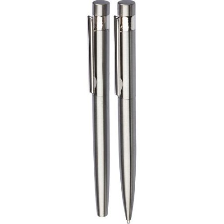 Parure Éco-responsable de Stylo Bille et Roller - Cadeau d'Entreprise Fritz Matières : acier inoxydable Couleurs : argenté goodi