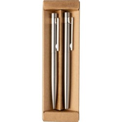 Parure Éco-responsable de Stylo Bille et Roller - Cadeau d'Entreprise Fritz Matières : acier inoxydable Couleurs : argenté livra