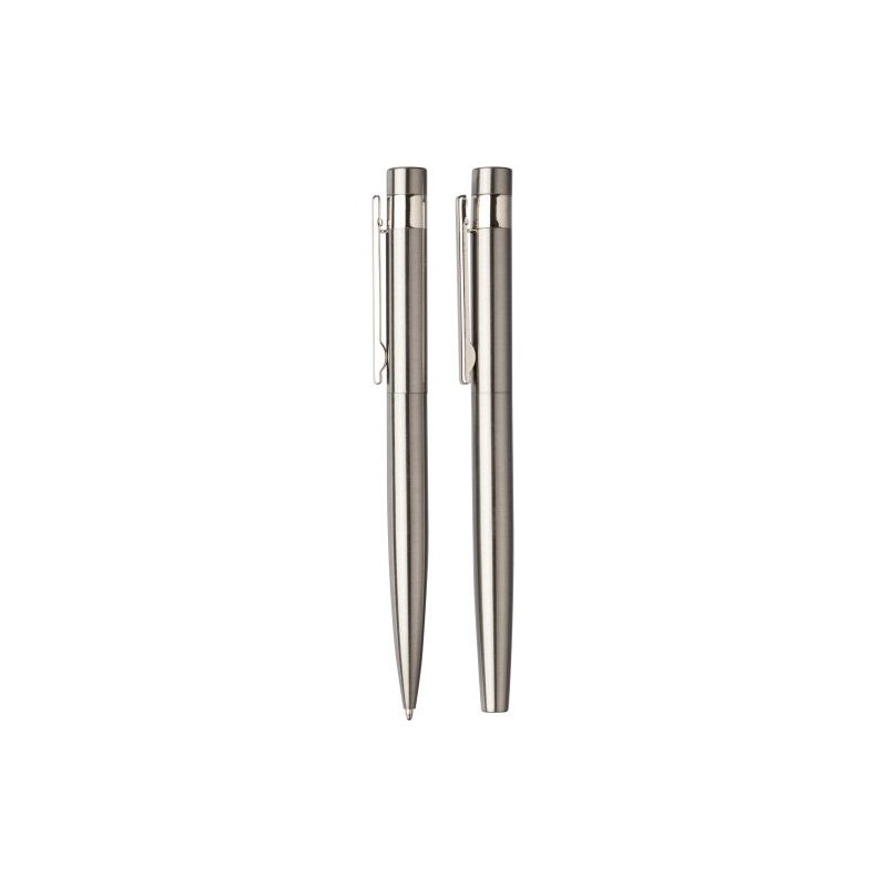 Parure Éco-responsable de Stylo Bille et Roller - Cadeau d'Entreprise Fritz Matières : acier inoxydable Couleurs : argenté cadea