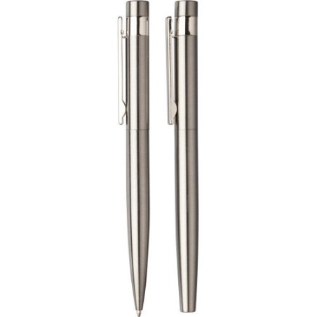 Parure Éco-responsable de Stylo Bille et Roller - Cadeau d'Entreprise Fritz Matières : acier inoxydable Couleurs : argenté cadea