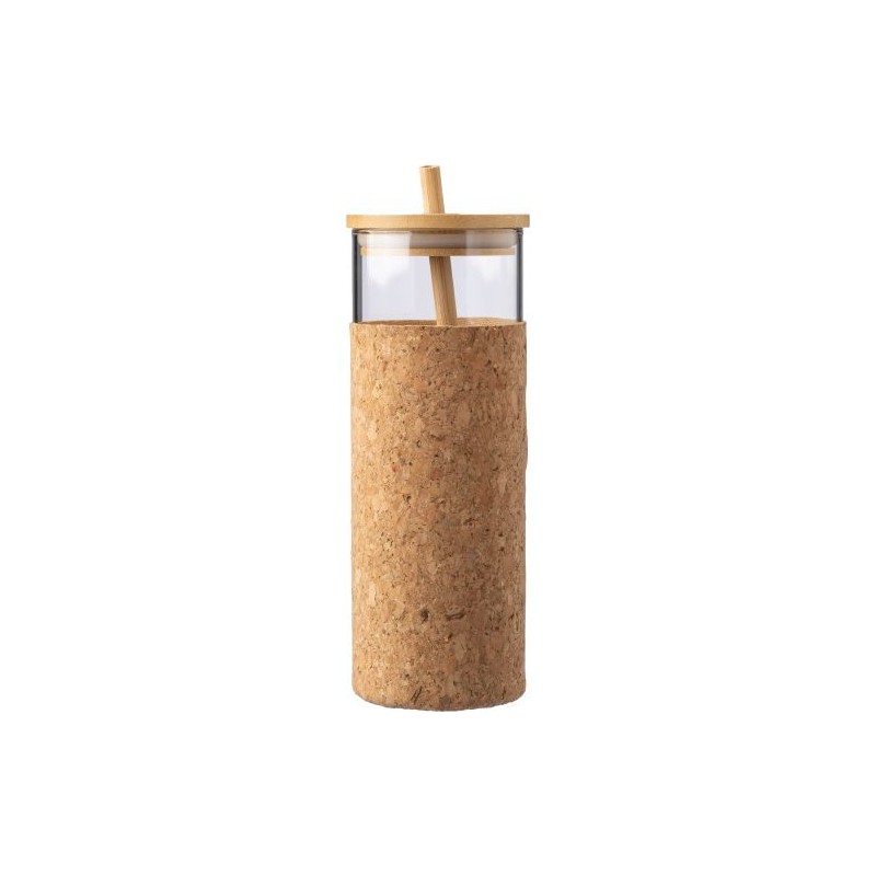 Gobelet Éco-responsable en Verre et Bambou de 450 ml - Marlies Matières : liège Couleurs : brun