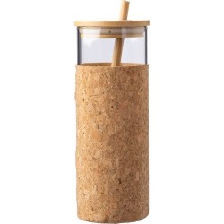 Gobelet Éco-responsable en Verre et Bambou de 450 ml - Marlies Matières : liège Couleurs : brun goodies publicitaire événementie