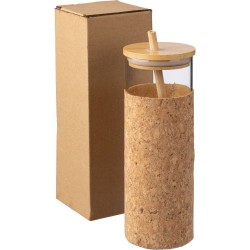 Gobelet Éco-responsable en Verre et Bambou de 450 ml - Marlies Matières : liège Couleurs : brun livraison express 24h 48h