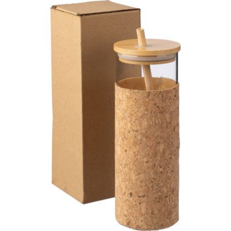 Gobelet Éco-responsable en Verre et Bambou de 450 ml - Marlies Matières : liège Couleurs : brun livraison express 24h 48h