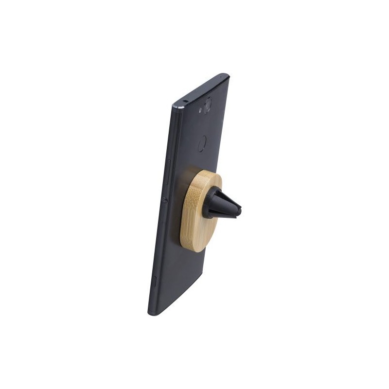 Support de téléphone en bambou personnalisé Larry Matières : bambou Couleurs : brun personnalisable avec votre logo