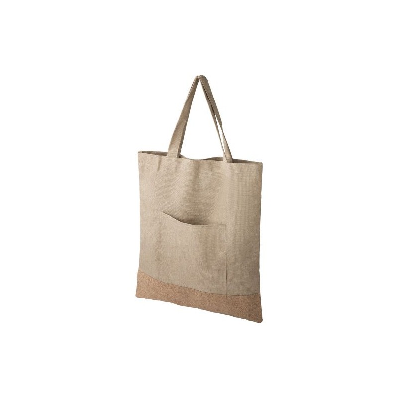 Sac Shopping Éco-responsable en Polyester rPET - Ophelia Matières : liège Couleurs : kaki personnalisable avec votre logo