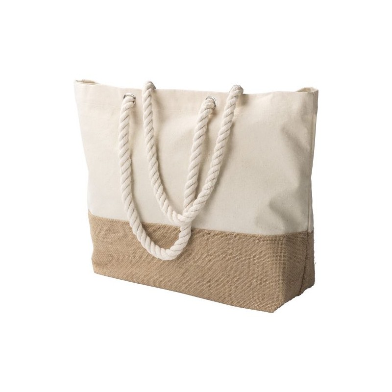 Sac shopping durable en coton canvas - Diego Matières : coton Couleurs : kaki marquage laser ultra précis
