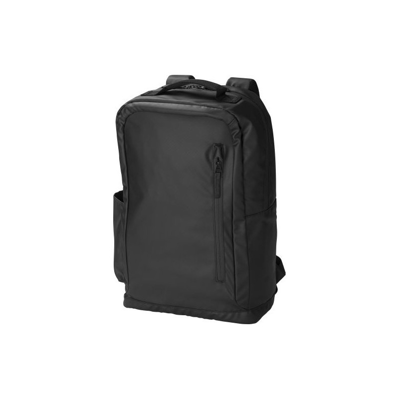 Sac à dos déperlant en polyester personnalisé Brecken Matières : polyester Couleurs : noir personnalisable avec votre logo