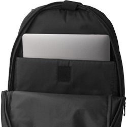 Sac à dos déperlant en polyester personnalisé Brecken Matières : polyester Couleurs : noir objet promotionnel éco-responsable