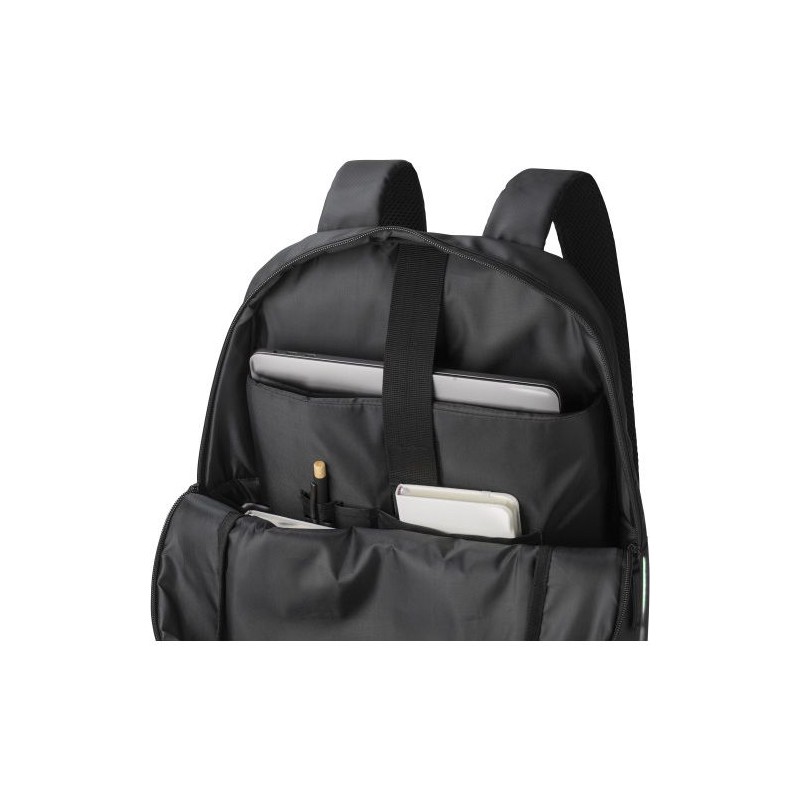 Sac à dos déperlant en polyester personnalisé Brecken Matières : polyester Couleurs : noir personnalisation rapide en France