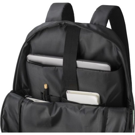 Sac à dos déperlant en polyester personnalisé Brecken Matières : polyester Couleurs : noir personnalisation rapide en France