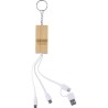 Porte-clés publicitaire en bambou avec câble de charge USB-C - Sutton Matières : acier inoxydable Couleurs : brun