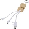 Porte-clés publicitaire en bambou avec câble de charge USB-C - Sutton Matières : acier inoxydable Couleurs : brun personnalisabl