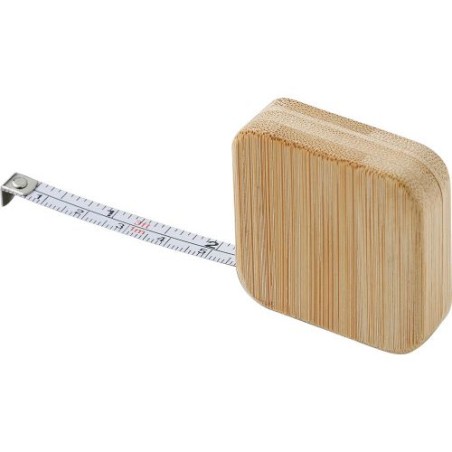 Mètre-ruban personnalisé en bambou de 1 m - Callum Matières : bambou Couleurs : brun personnalisable avec votre logo