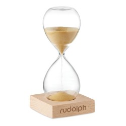 Sablier en verre  de 5 minutes personnalisé - Accessoire chic et pratique DESERT Matières : borosilicate Couleurs : beige impres