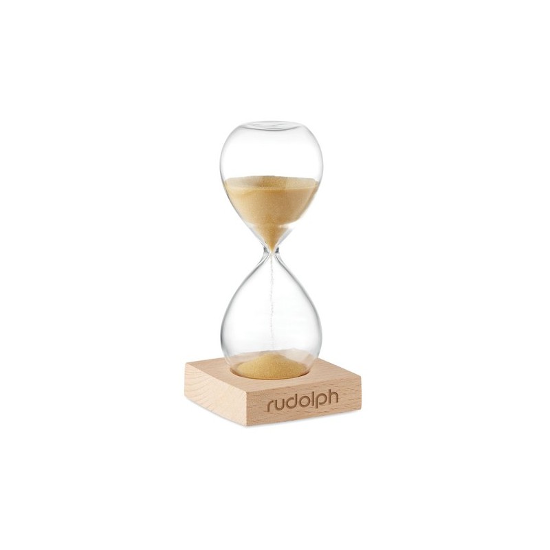 Sablier en verre  de 5 minutes personnalisé - Accessoire chic et pratique DESERT Matières : borosilicate Couleurs : beige impres