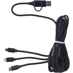 Câble de charge personnalisé en nylon pratique Sable pas cher Matières : métal Couleurs : noir cadeau entreprise pas cher