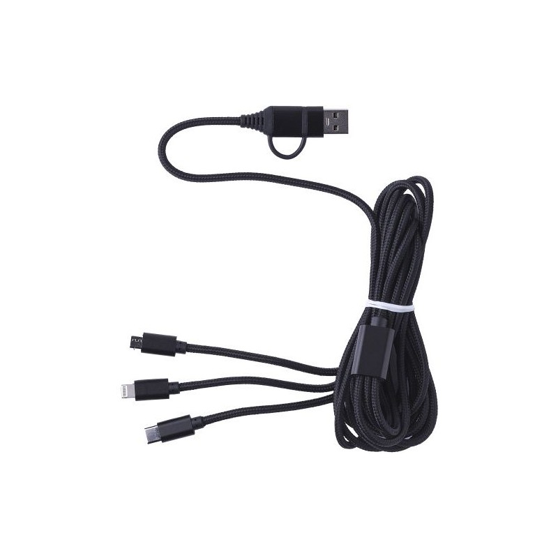 Câble de charge personnalisé en nylon pratique Sable pas cher Matières : métal Couleurs : noir cadeau entreprise pas cher
