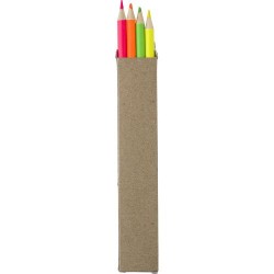 Ensemble de 4 Surligneurs Personnalisés Colorés Kaden Matières : bois Couleurs : brun cadeau entreprise pas cher