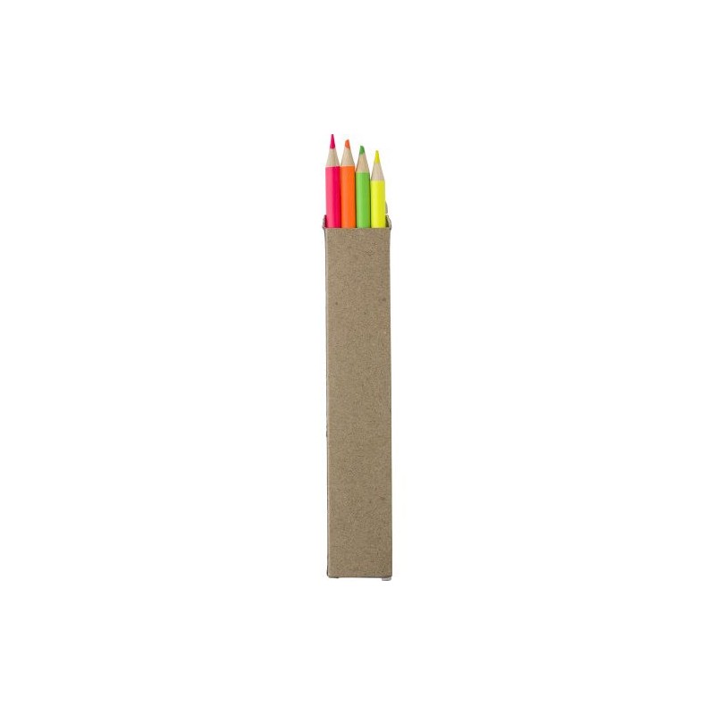 Ensemble de 4 Surligneurs Personnalisés Colorés Kaden Matières : bois Couleurs : brun cadeau entreprise pas cher